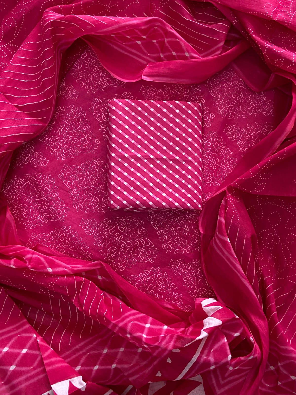 New Hand block printed cotton suit with cotton dupatta