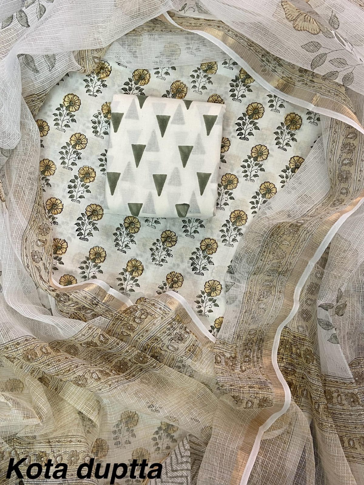 Suits Wala Hand Block Print Cotton Suit Set with Kota Doria Dupatta