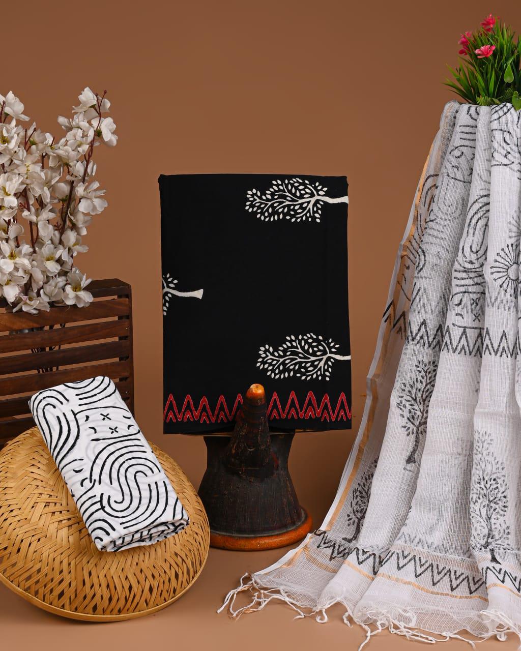 Suits Wala Hand Block Print Cotton Suit Set with Kota Doria Dupatta