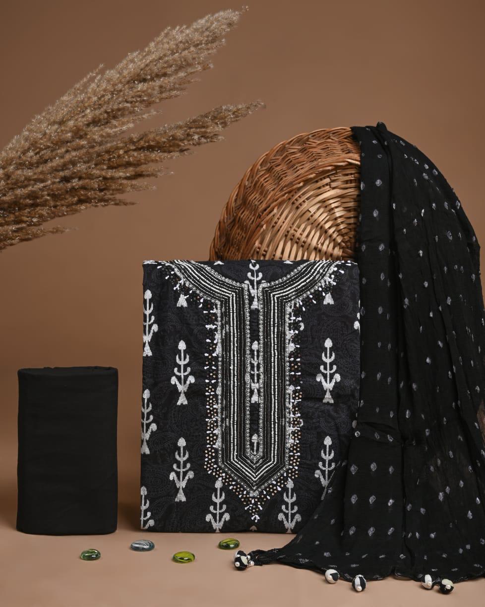 Designer zari gotapatti work Cotton Suit with chiffon dupatta(SWGP21)