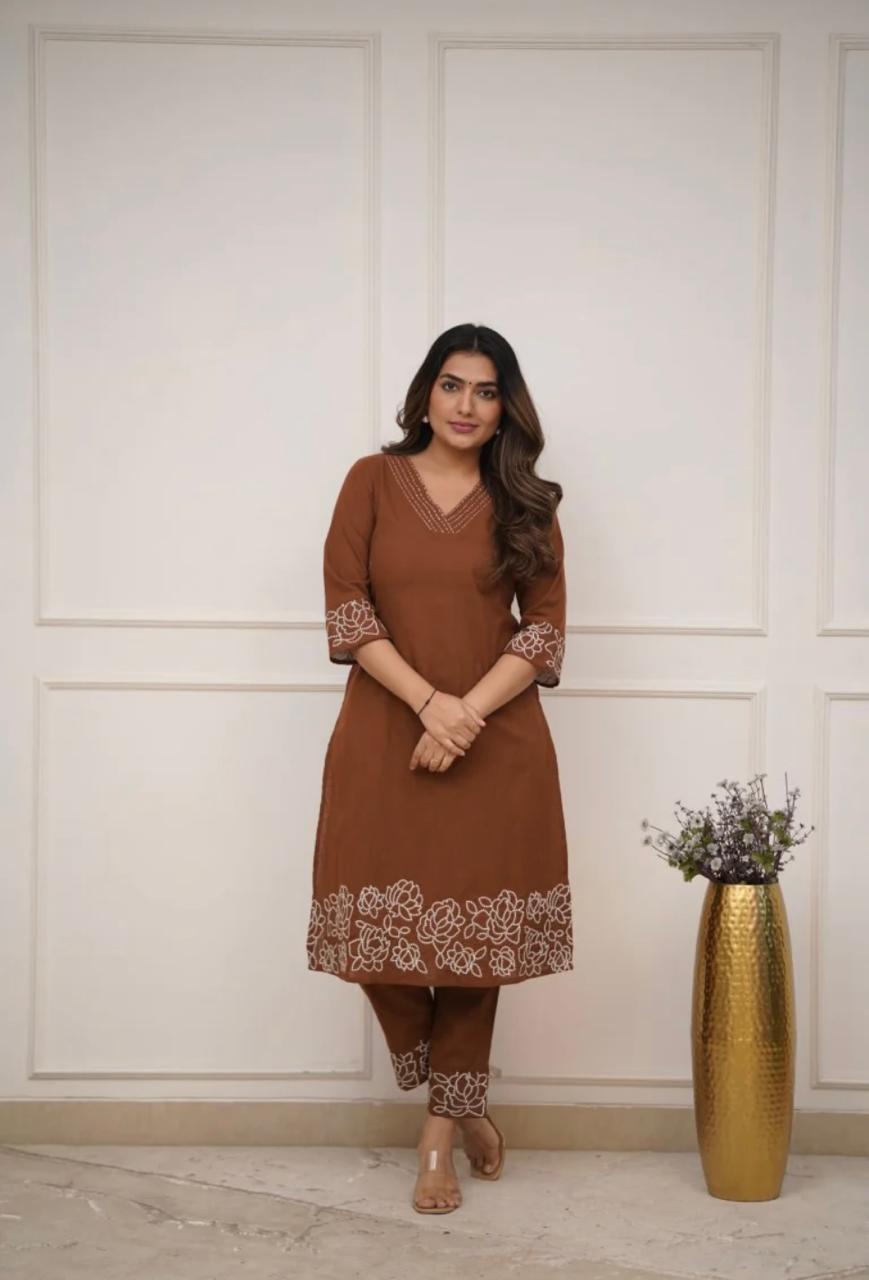 Upgrade your office wear wardrobe with this classy kurti embroidery work detailing with (WACD71)