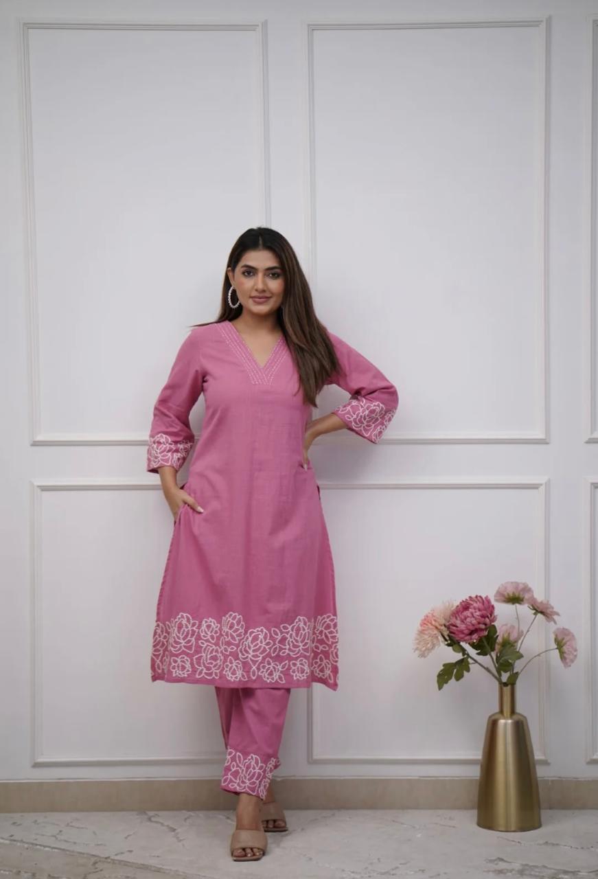 Upgrade your office wear wardrobe with this classy kurti embroidery work detailing with (WACD69)