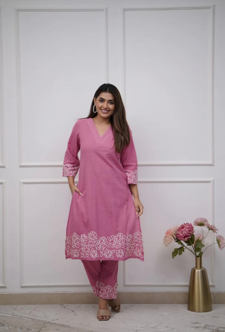 Upgrade your office wear wardrobe with this classy kurti embroidery work detailing with (WACD69)
