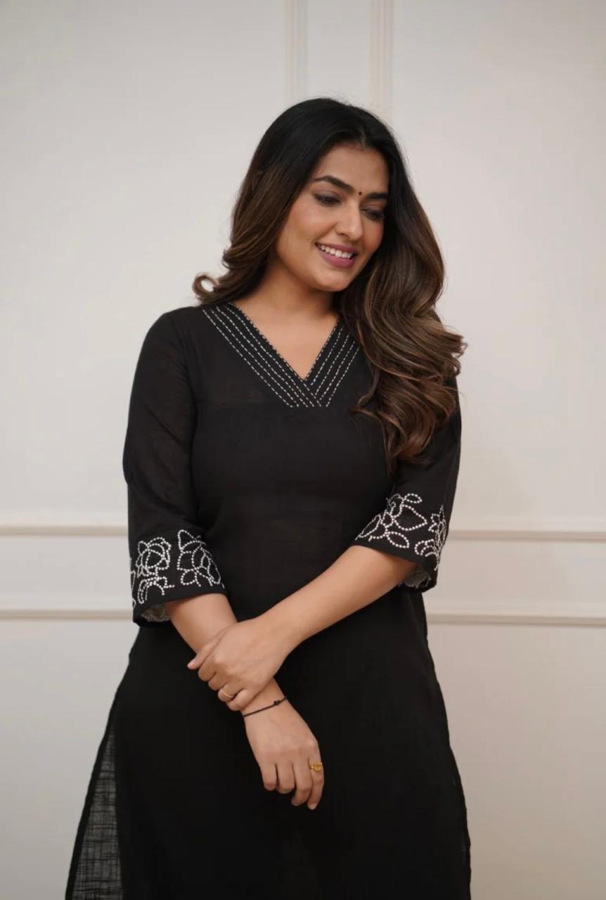 Upgrade your office wear wardrobe with this classy kurti embroidery work detailing with (WACD70)