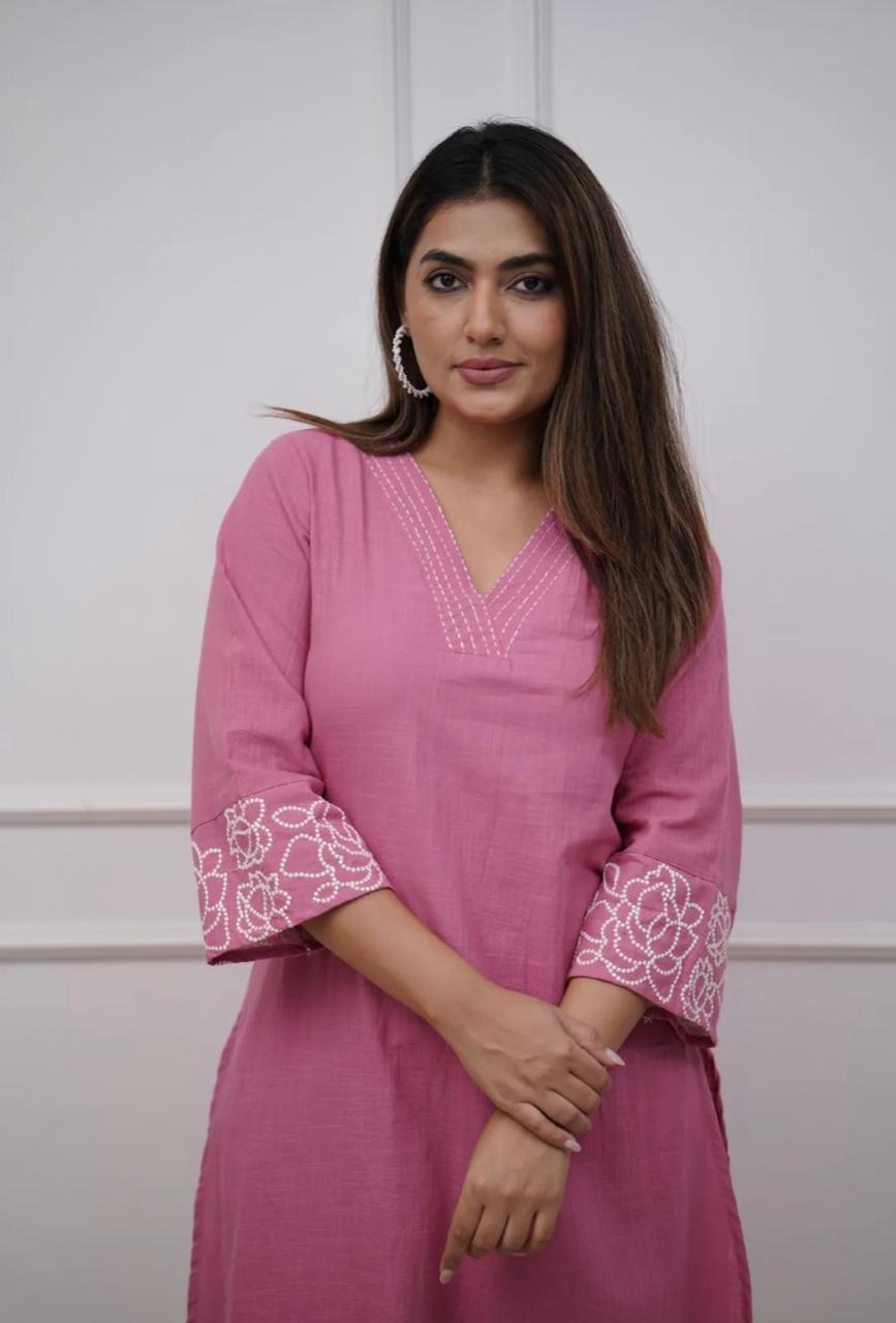 Upgrade your office wear wardrobe with this classy kurti embroidery work detailing with (WACD69)