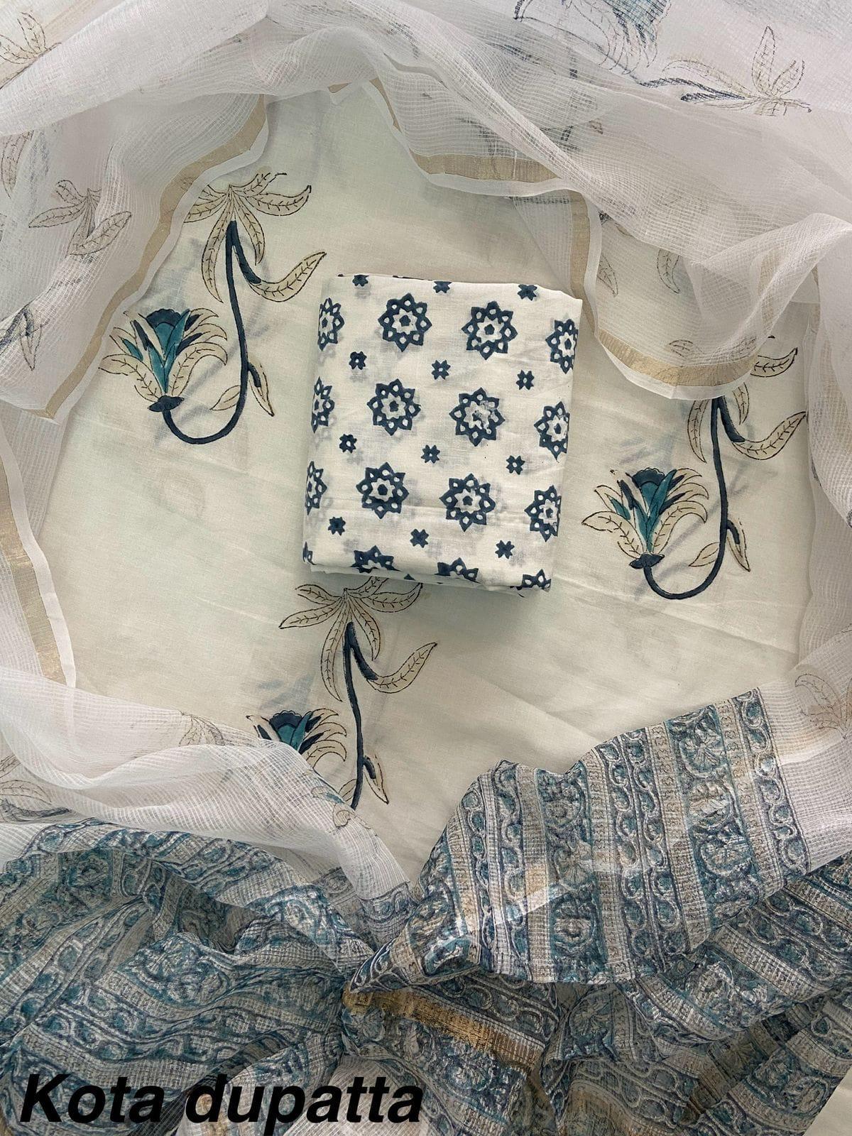 Suits Wala Hand Block Print Cotton Suit Set with Kota Doria Dupatta WAKOTMU25