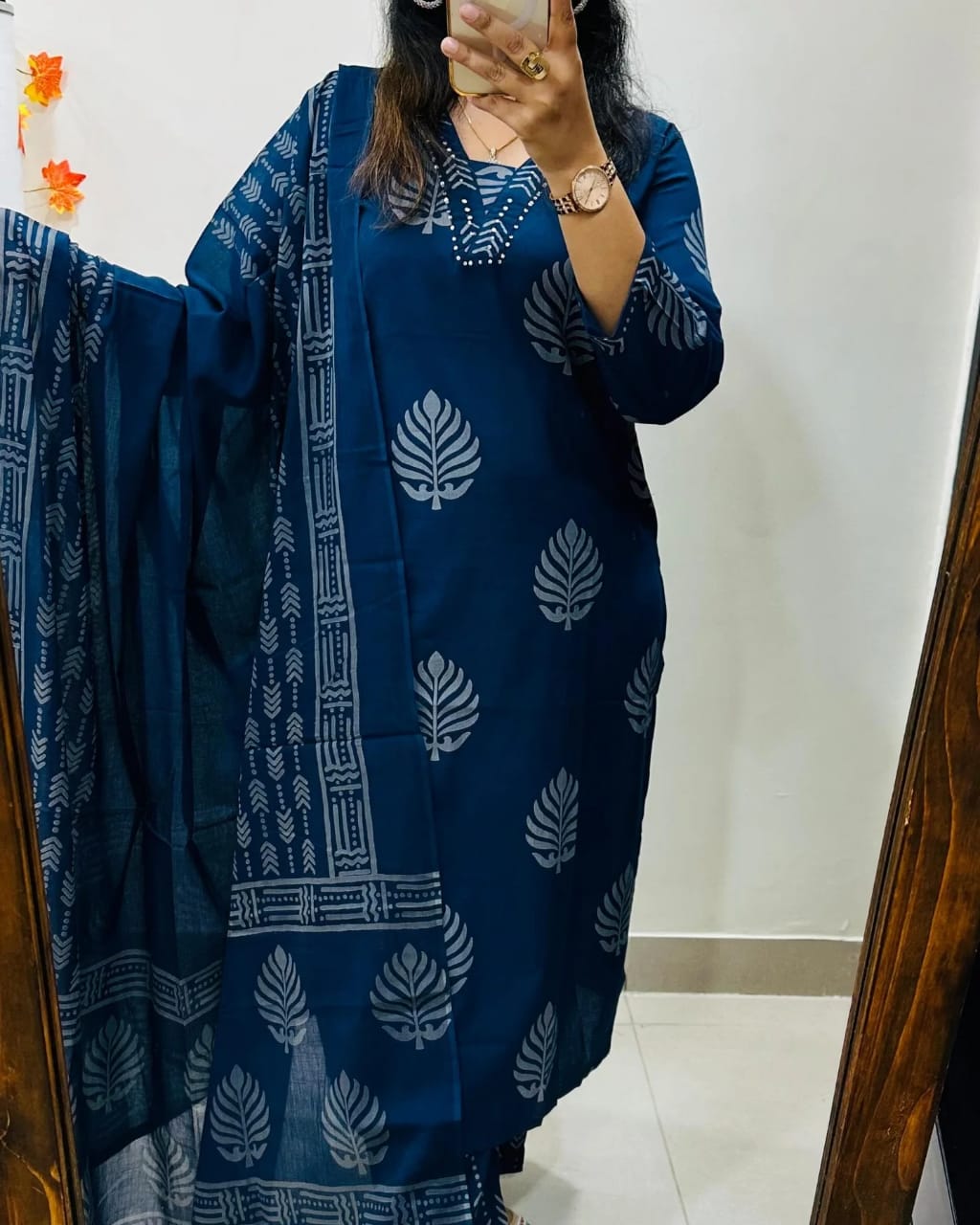 🌹🌹Pure fine Cotton fabric Sequence Work Kurti with Pant with cotton 100-100 Dupatta🌹🌹(WARED414)