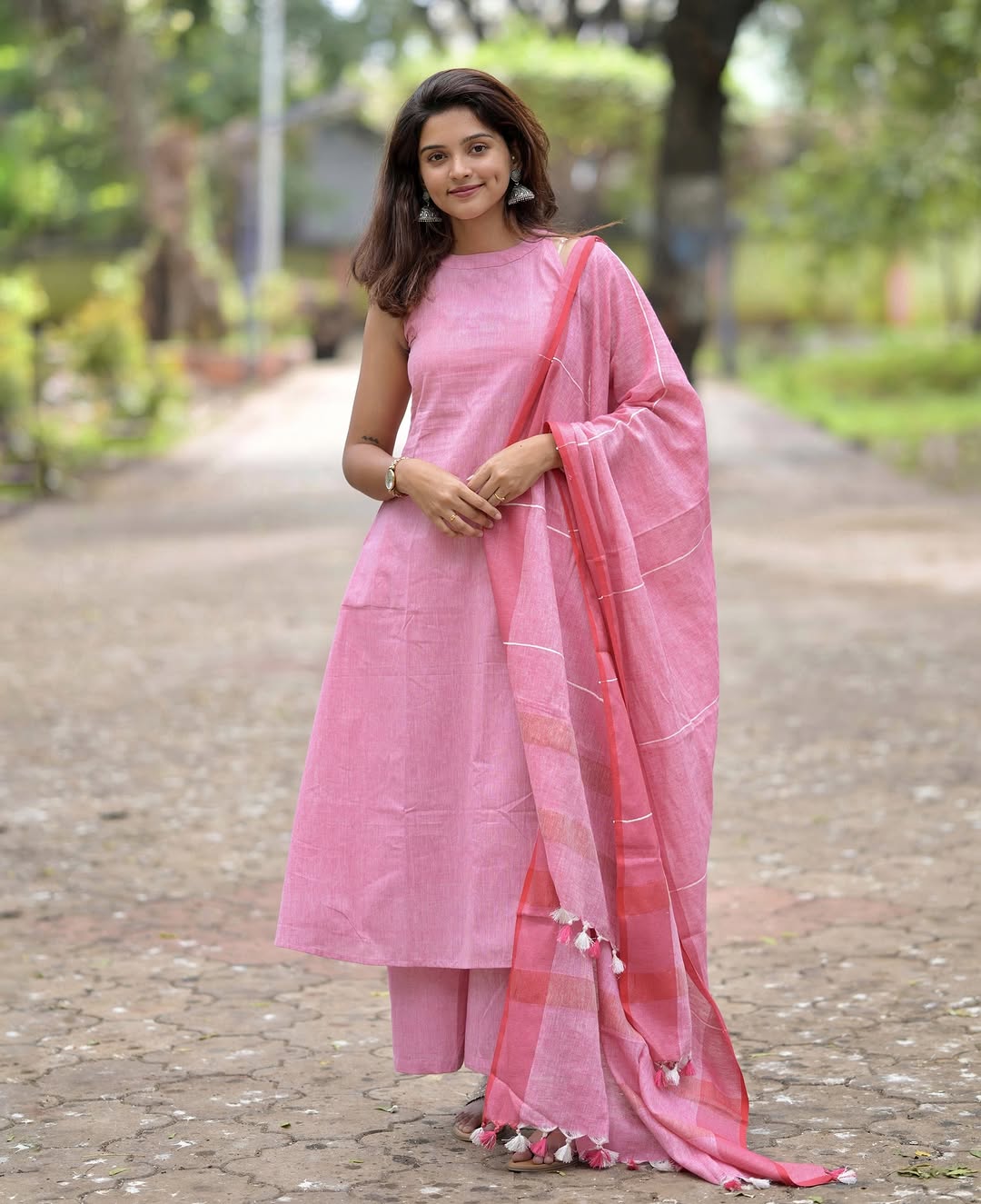 PURE HANDLOOM A LINE KURTI WITH BOTH SIDES POCKETS(WARED423)