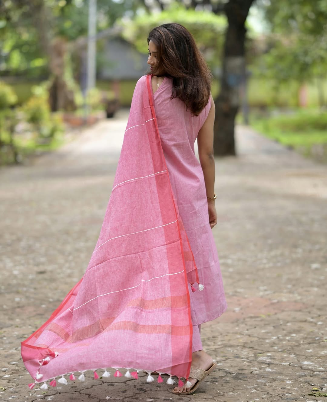 PURE HANDLOOM A LINE KURTI WITH BOTH SIDES POCKETS(WARED423)