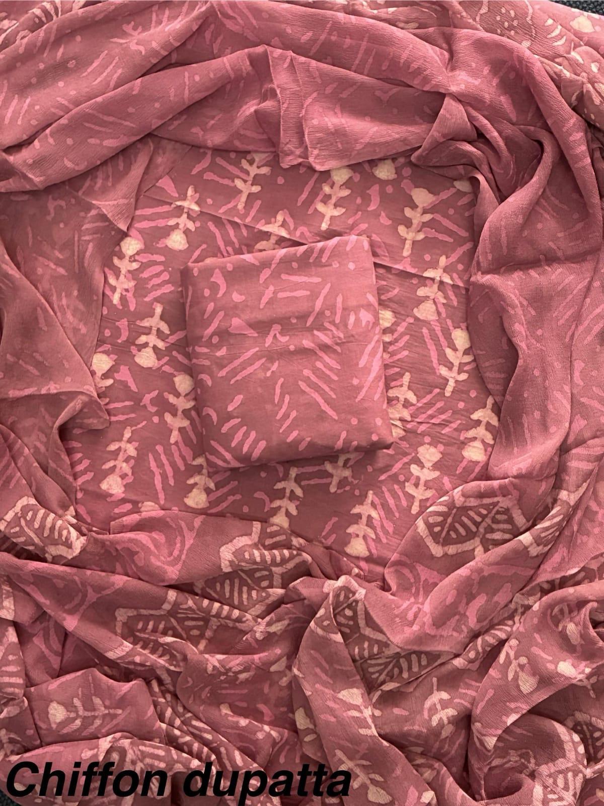 JAAL HAND BLOCK PRINT COTTON SUIT SET WITH CHIFFON DUPATTA(WACFCOTMU150)