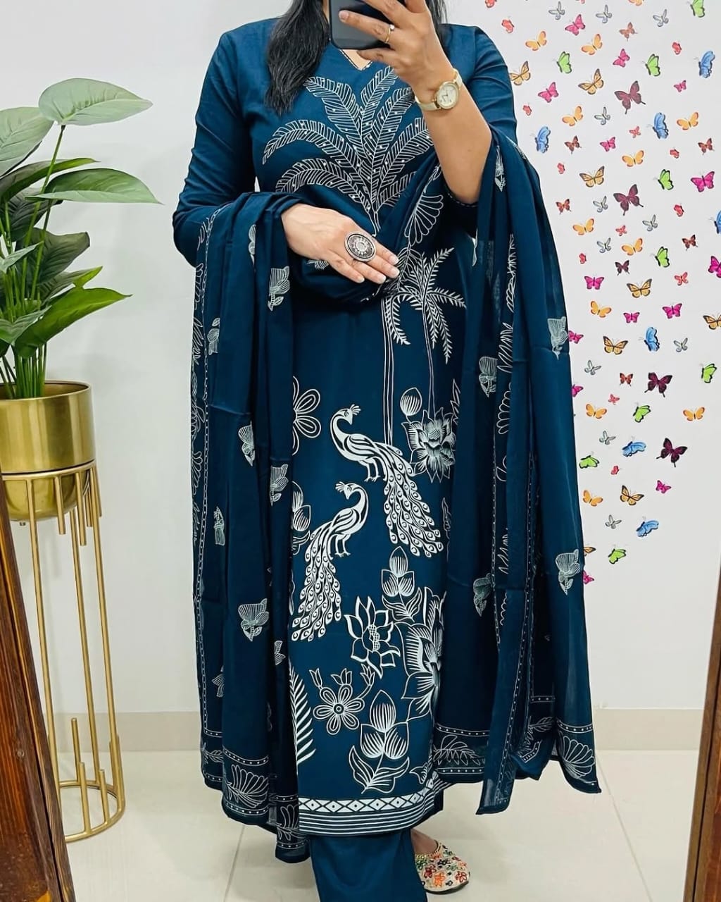 🌹🌹Pure fine Cotton fabric Kurti with Pant with cotton 100-100 Dupatta🌹🌹(WARED432)