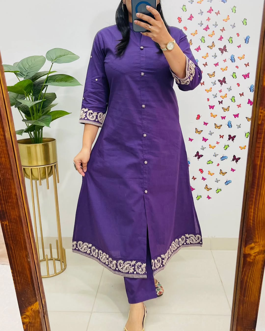 Upgrade your office wear wardrobe with this classy kurti embroidery work detailing with(SWCD113)