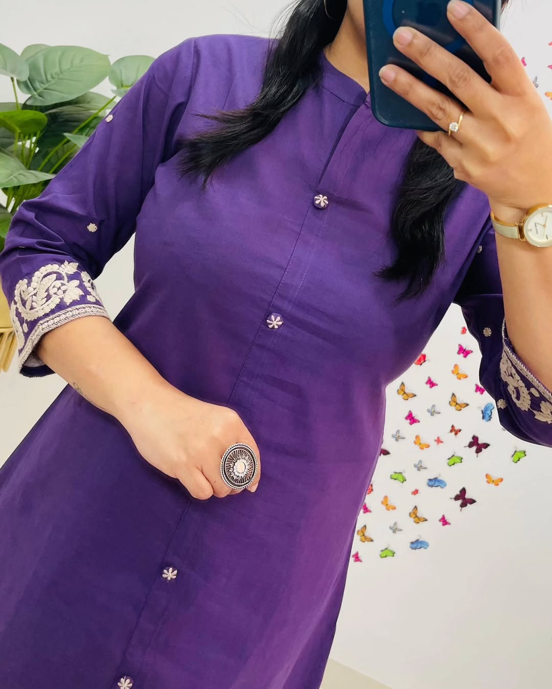 Upgrade your office wear wardrobe with this classy kurti embroidery work detailing with(SWCD113)