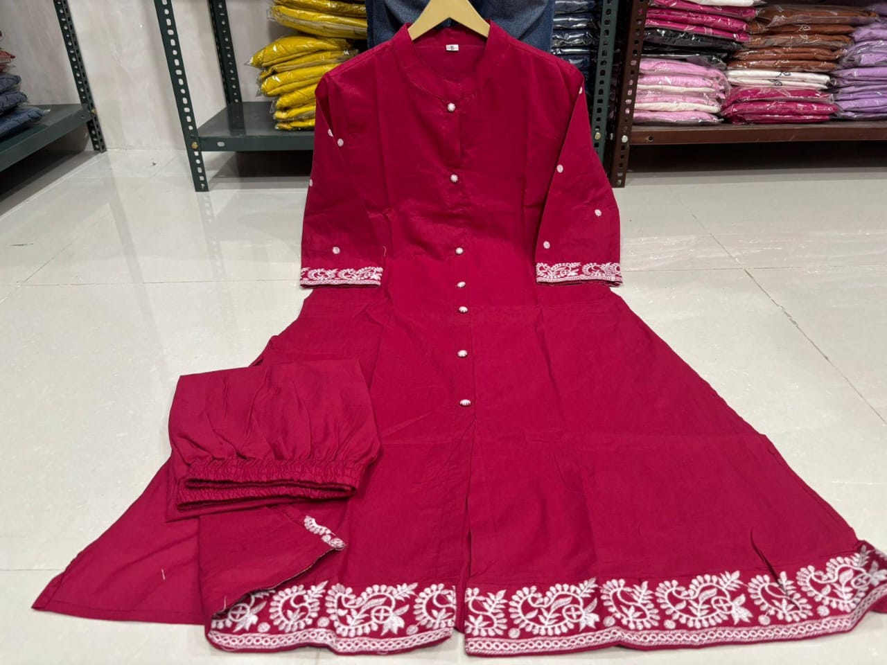 Upgrade your office wear wardrobe with this classy kurti embroidery work detailing with(SWCD114)