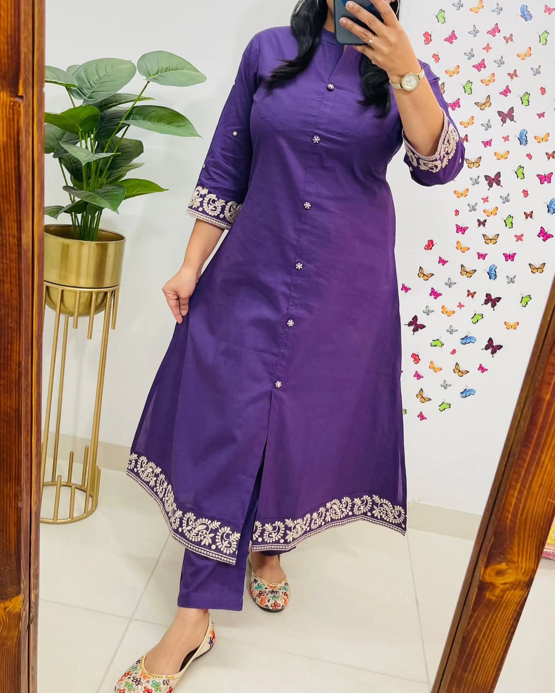 Upgrade your office wear wardrobe with this classy kurti embroidery work detailing with(SWCD113)