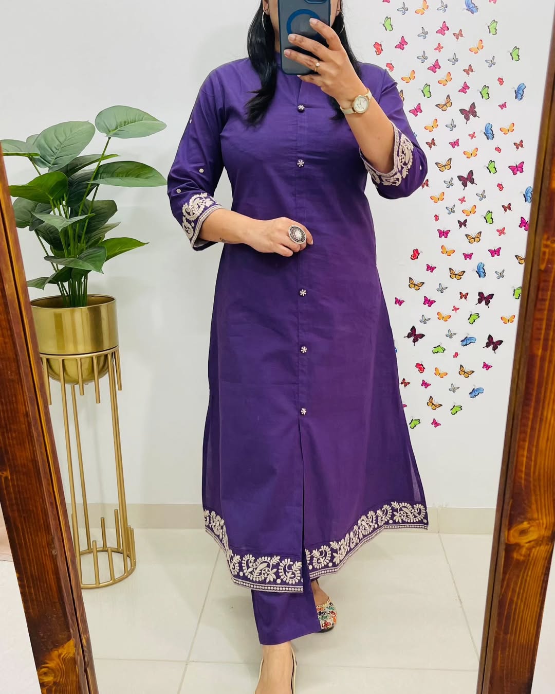 Upgrade your office wear wardrobe with this classy kurti embroidery work detailing with(SWCD113)