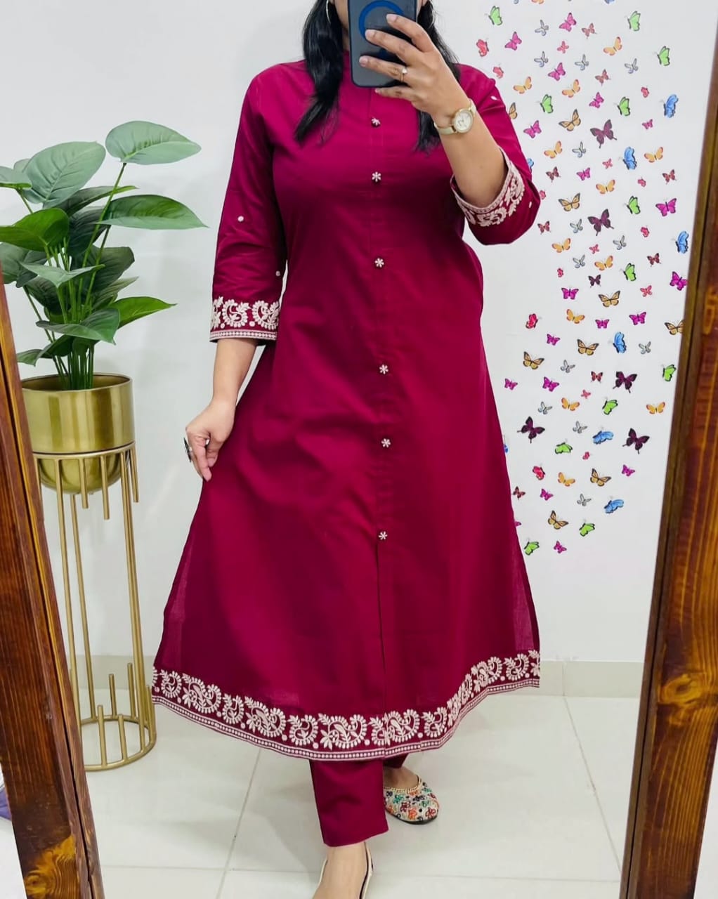 Upgrade your office wear wardrobe with this classy kurti embroidery work detailing with(SWCD114)