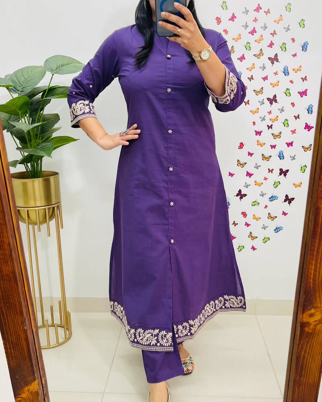 Upgrade your office wear wardrobe with this classy kurti embroidery work detailing with(SWCD113)