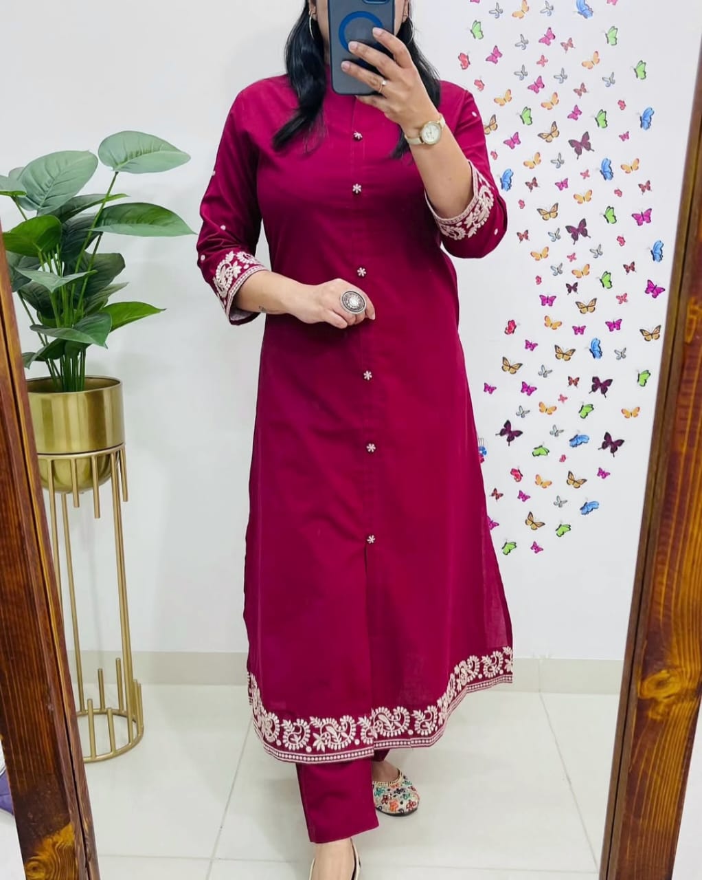 Upgrade your office wear wardrobe with this classy kurti embroidery work detailing with(SWCD114)