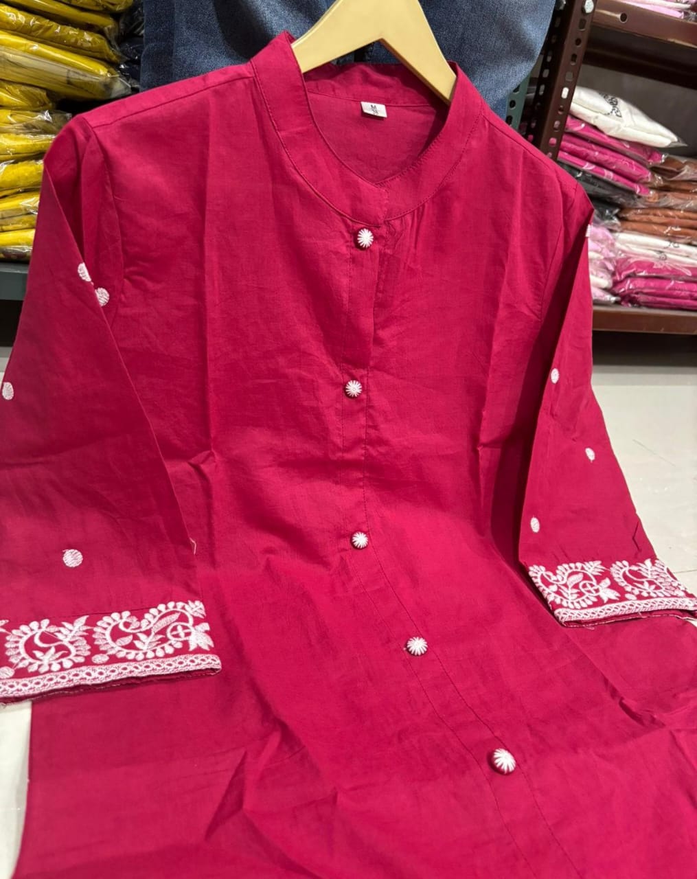 Upgrade your office wear wardrobe with this classy kurti embroidery work detailing with(SWCD114)