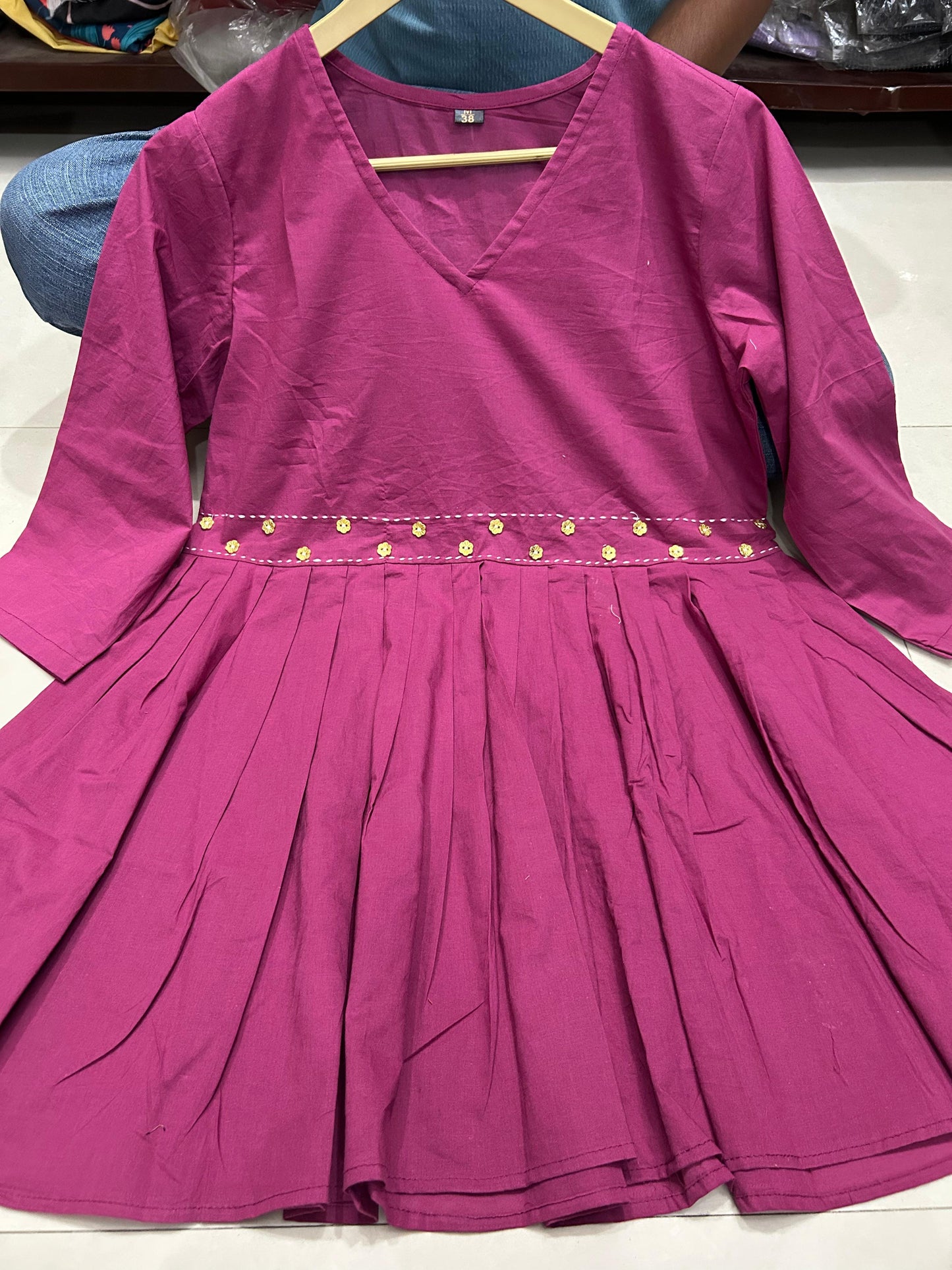 Flared silhouette with a comfort fit Delicate hand embroidery, (WACD127)