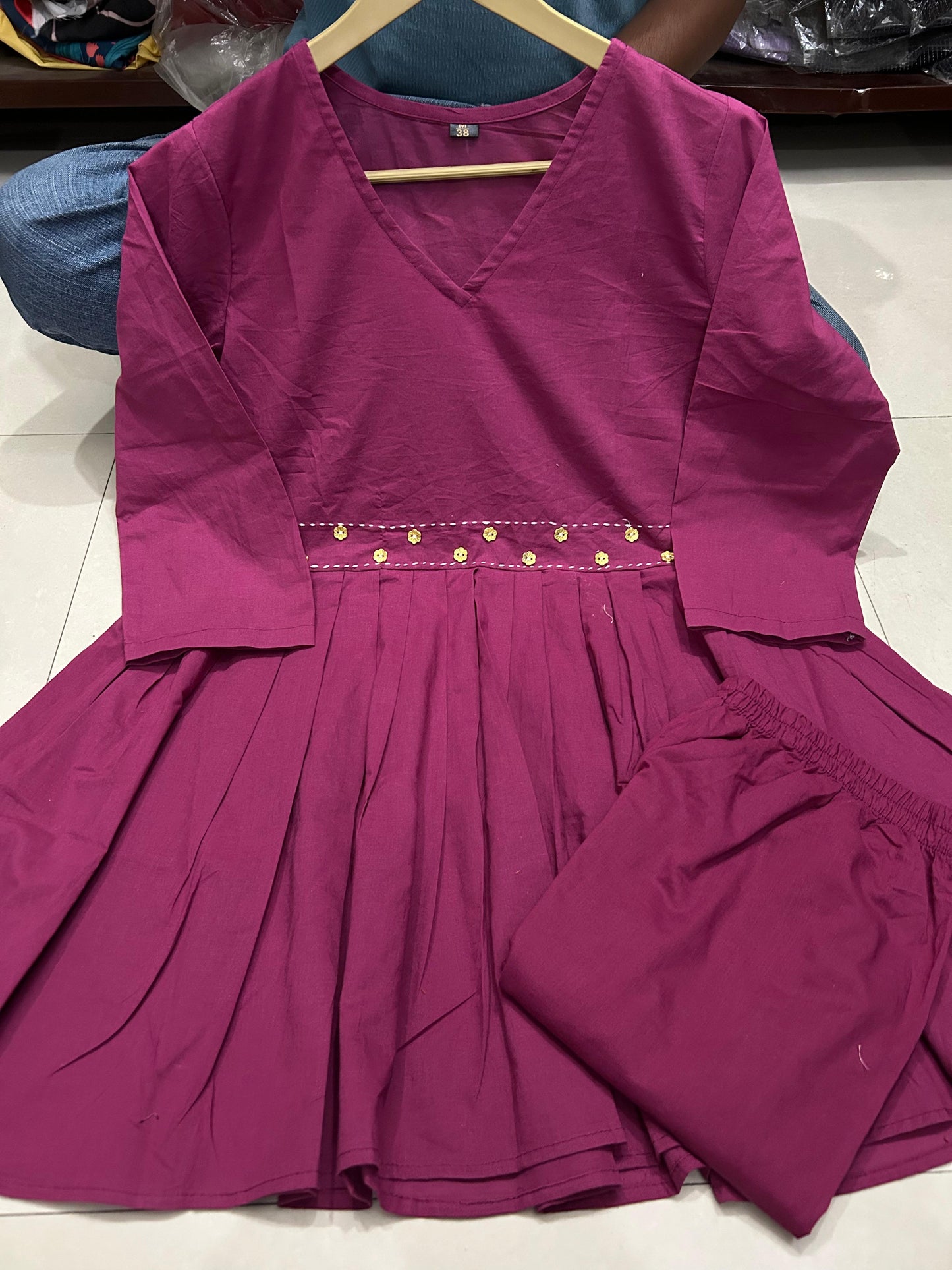 Flared silhouette with a comfort fit Delicate hand embroidery, (WACD127)