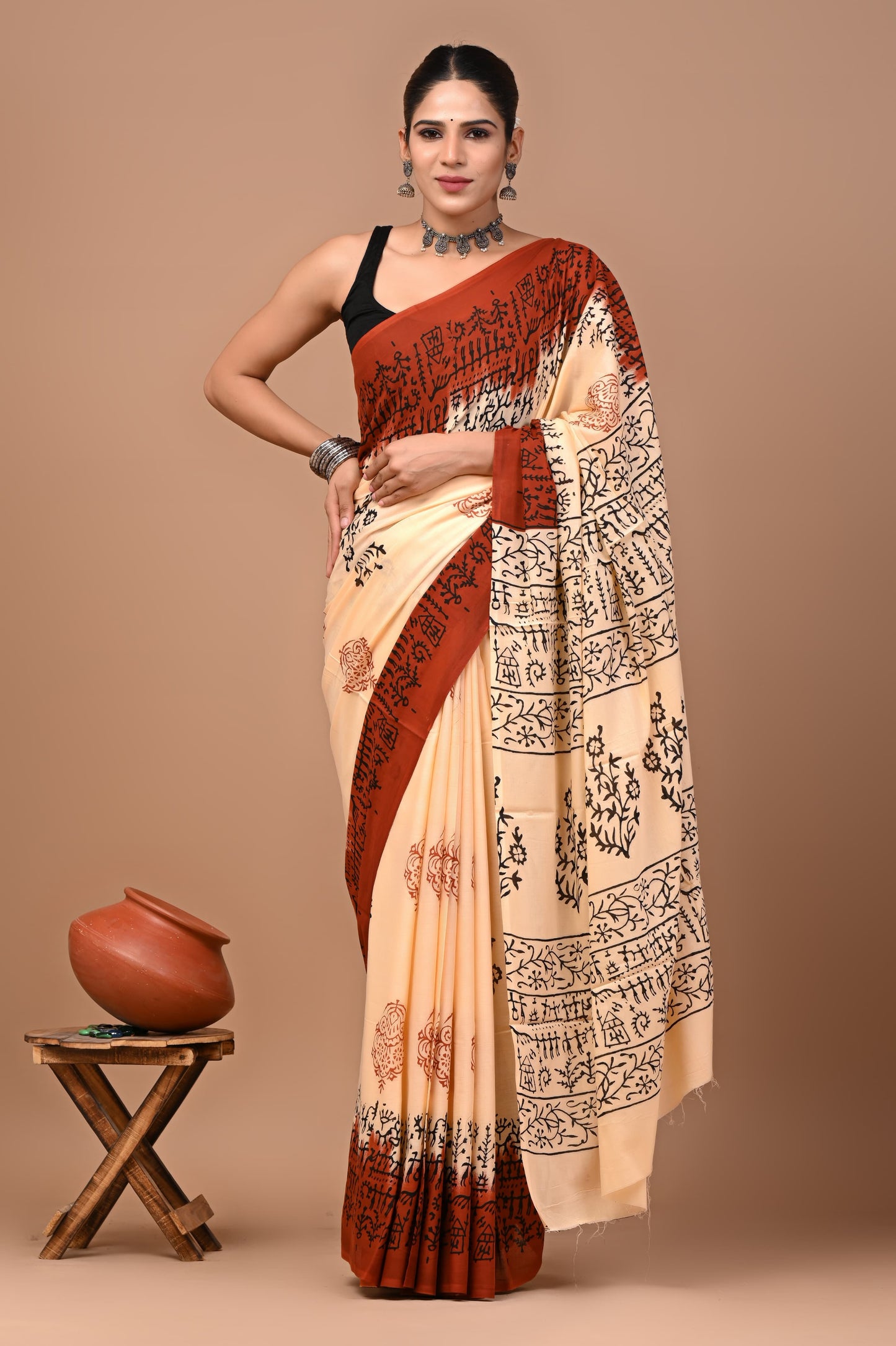 Premium Hand Block Printed Pure Cotton Saree 18