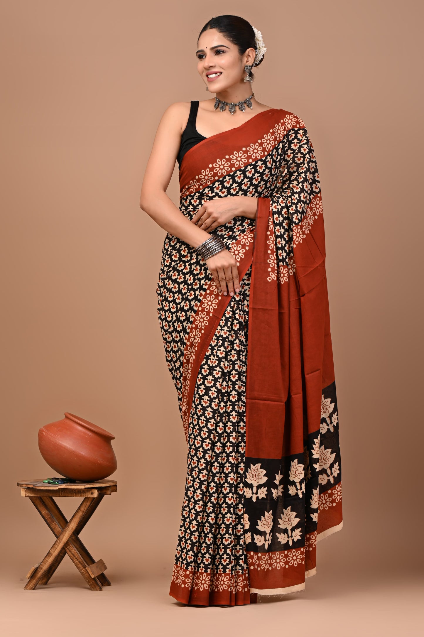 New Exclusive Block Printed Pure Cotton Saree  72