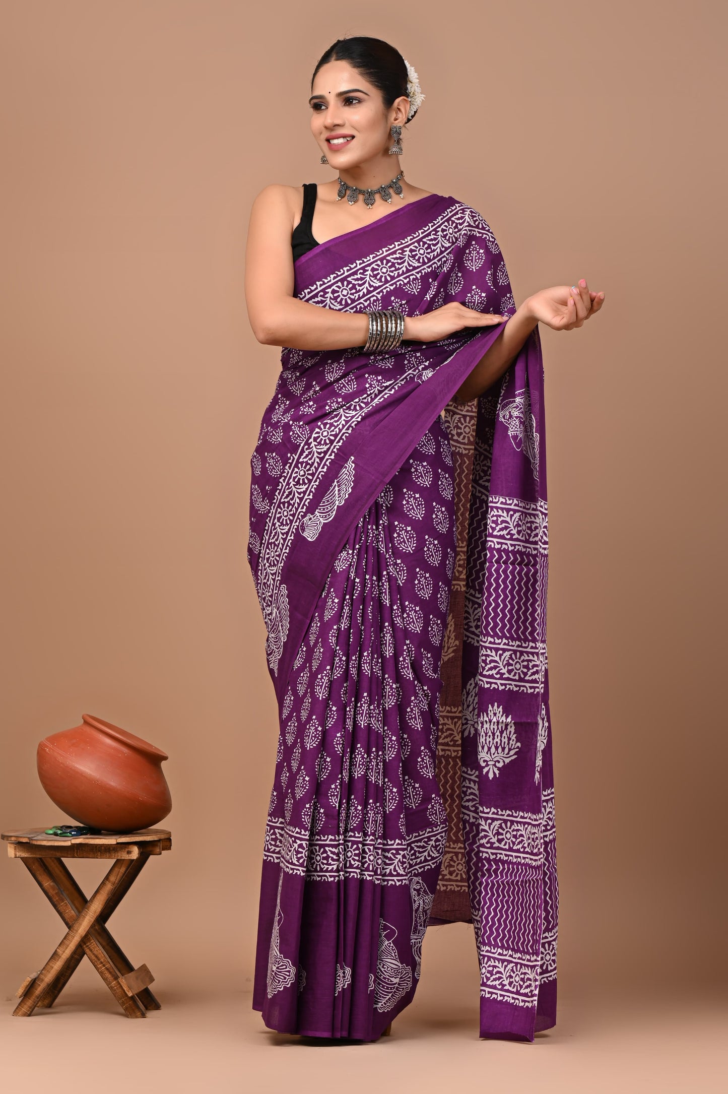 Exclusive Premium Hand Block Printed Pure Cotton Saree 31