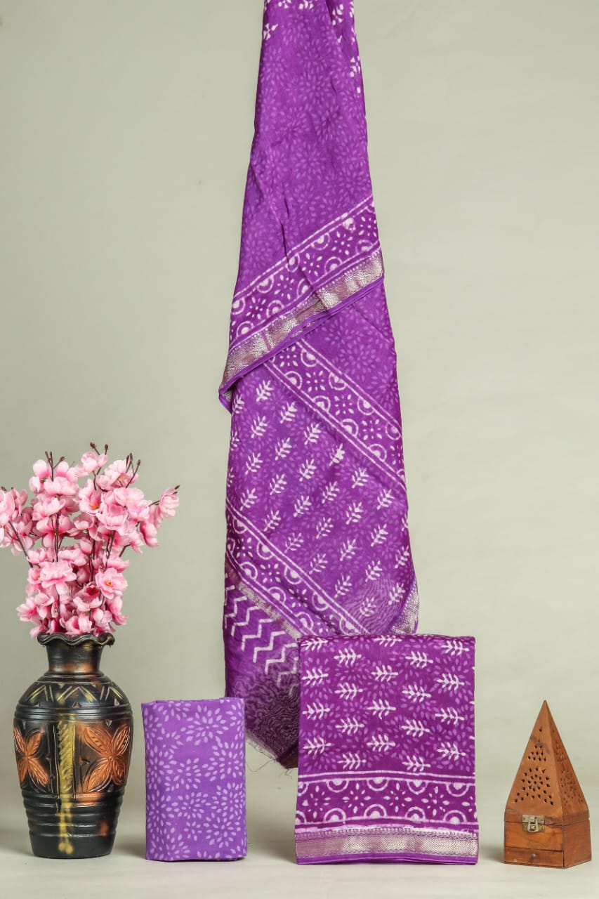 EXCLUSIVE ELEGANT HAND BLOCK PRINT MAHESHWARI SILK SUIT SET 28