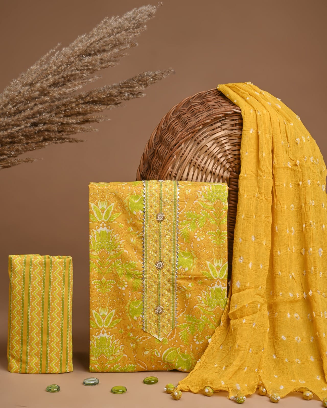 Designer zari gotapatti work Cotton Suit with chiffon dupatta(WAGP 90 )
