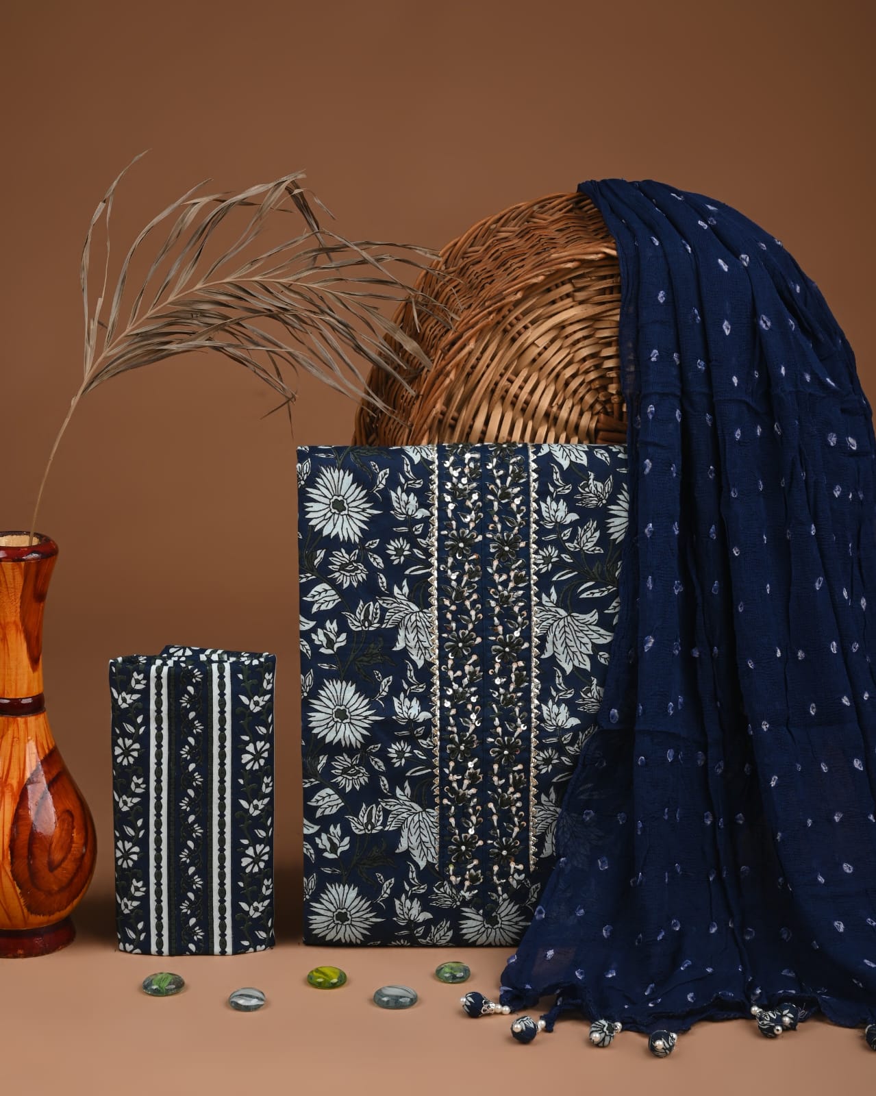 Designer zari gotapatti work Cotton Suit with chiffon dupatta(WAGP59)