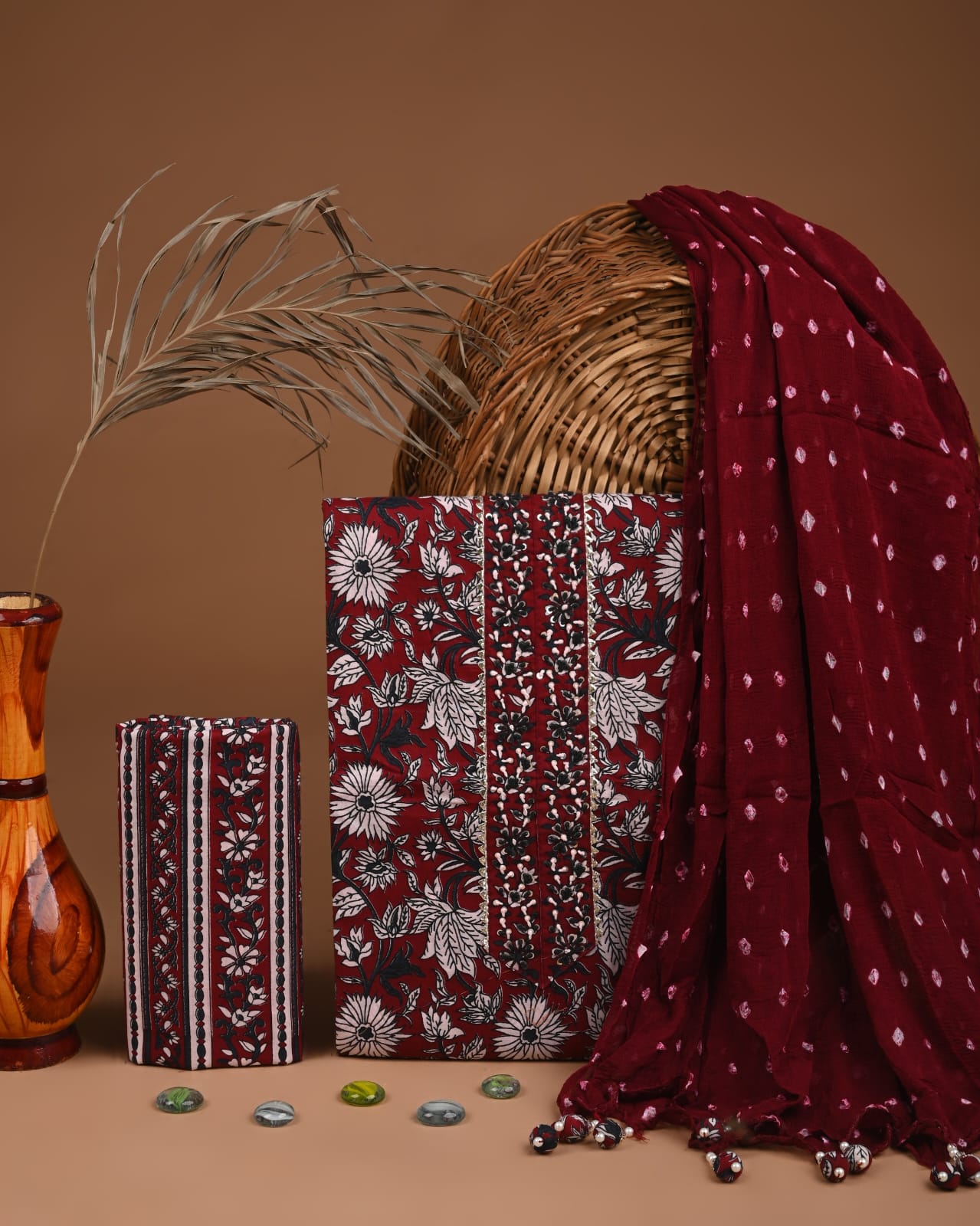 Designer zari gotapatti work Cotton Suit with chiffon dupatta(WAGP57)