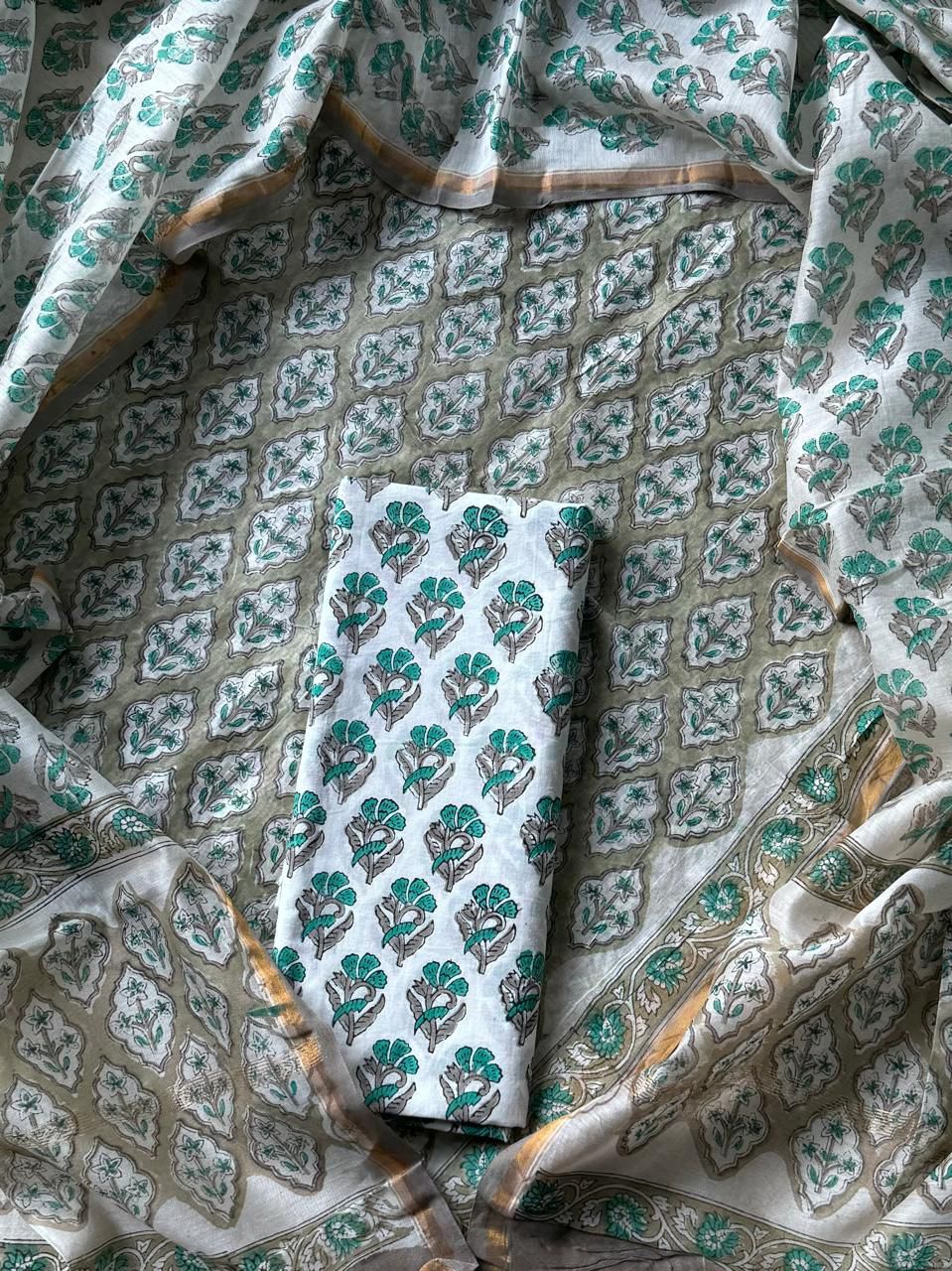 CHANDERI SILK SUIT WITH CHANDERI SILK DUPATTA 12