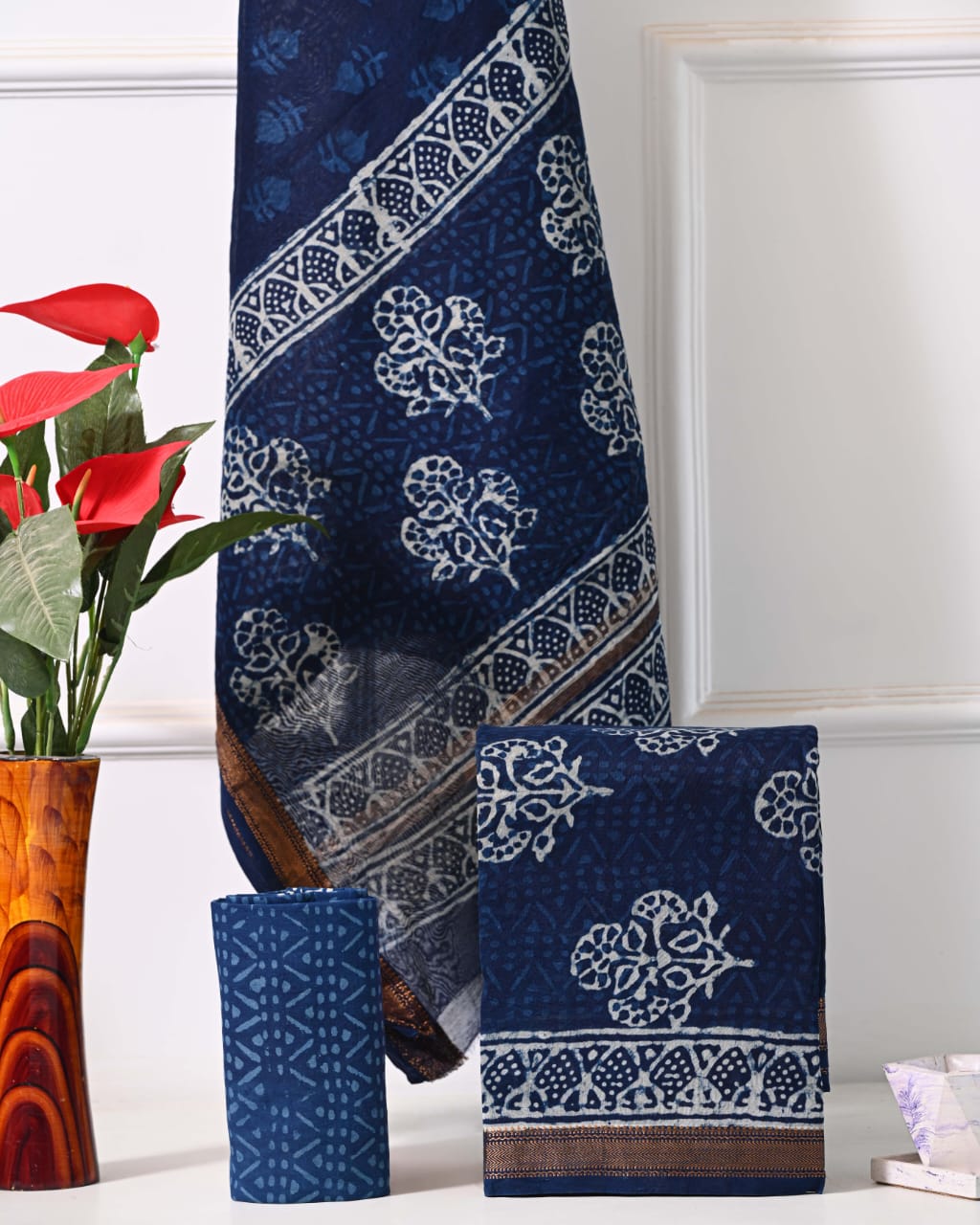 ELEGANT HAND BLOCK PRINT MAHESHWARI SILK SUIT SET 23