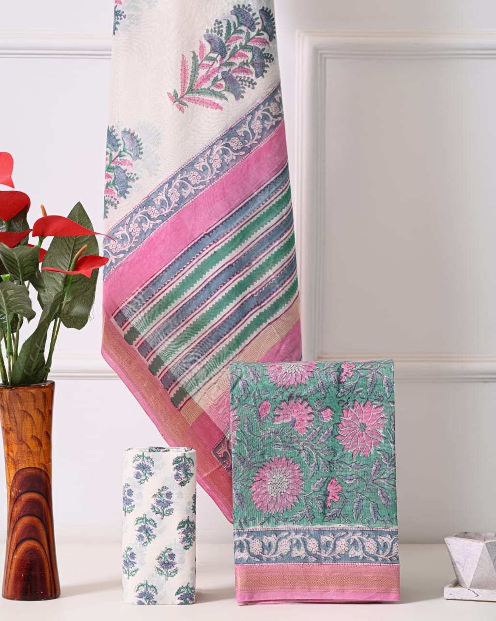 PREMIUM HAND BLOCK PRINT MAHESHWARI SILK SUIT SET 22