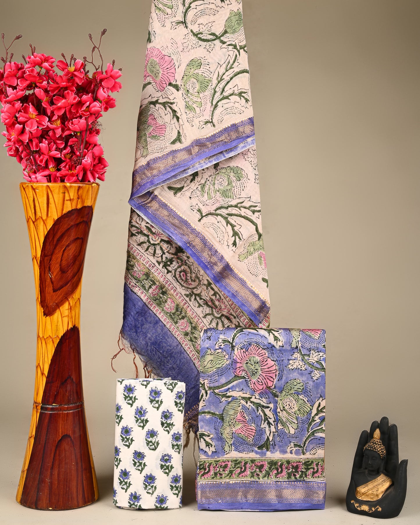 EXCLUSIVE ELEGANT HAND BLOCK PRINT MAHESHWARI SILK SUIT SET 32
