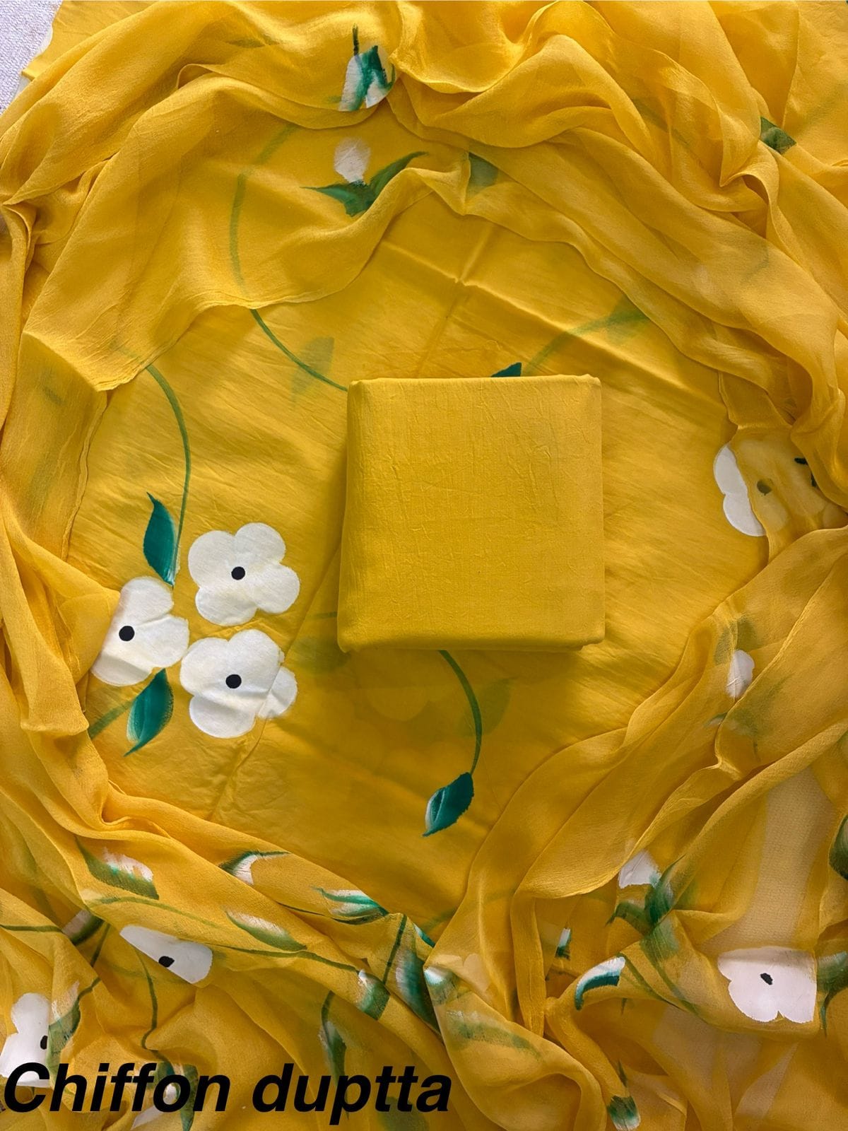 New Premium Hand Block Print Cotton Suit Set with Chiffon Dupatta(WACFCOTMU59)