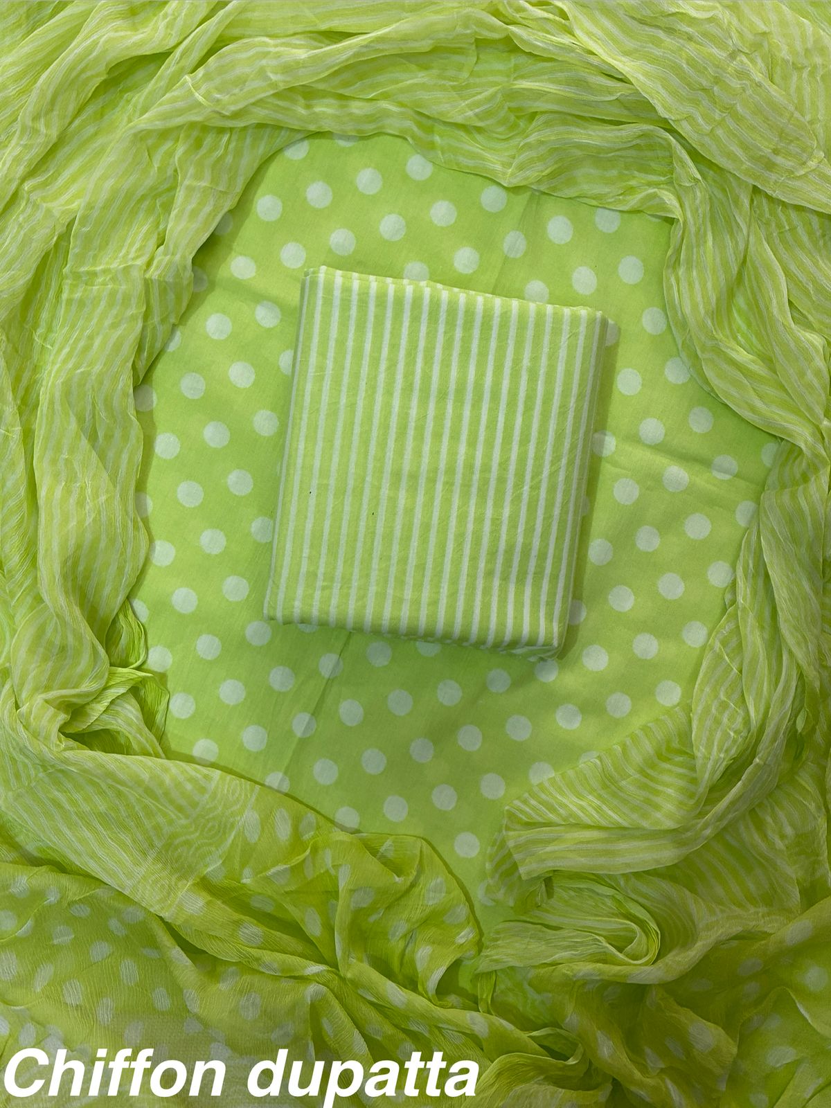 New Premium Hand Block Print Cotton Suit Set with Chiffon Dupatta(WACFCOTMU18)