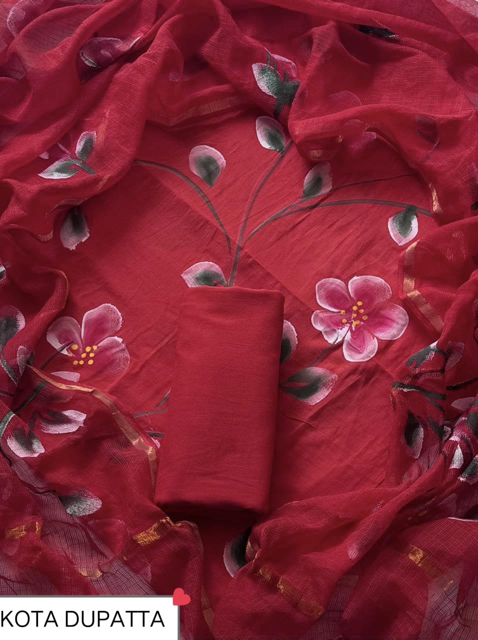 Premium Hand Block Print Cotton Suit Set with Kota Doria Dupatta WAKOTMU39