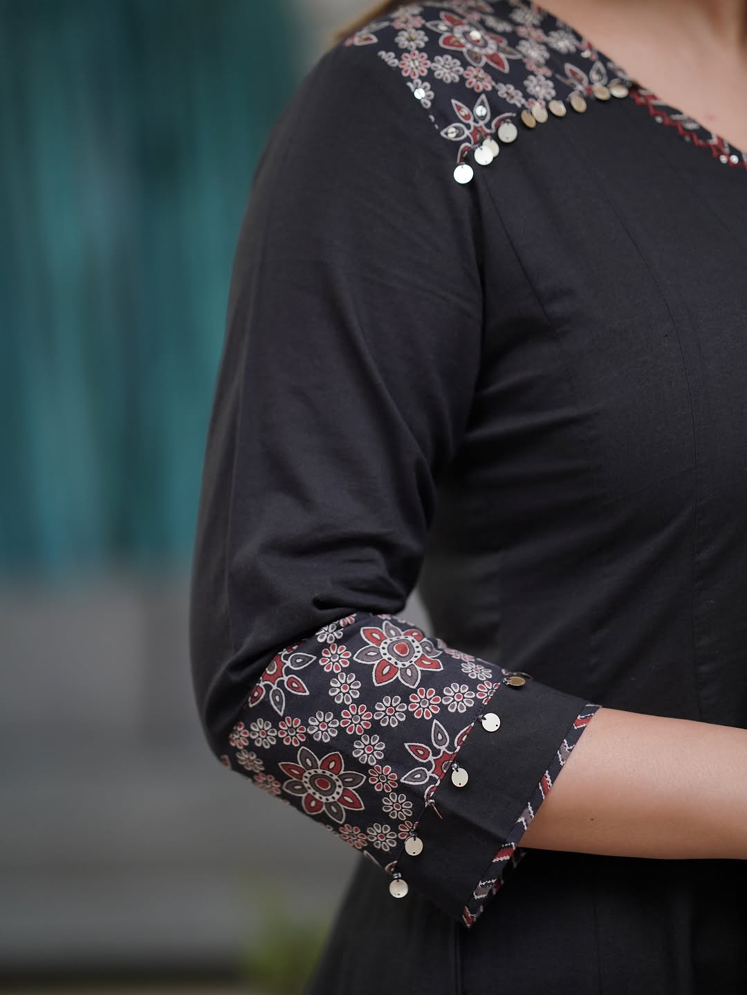 Ajrakh-Inspired Anarkali Set with Printed Dupatta S(RD29)