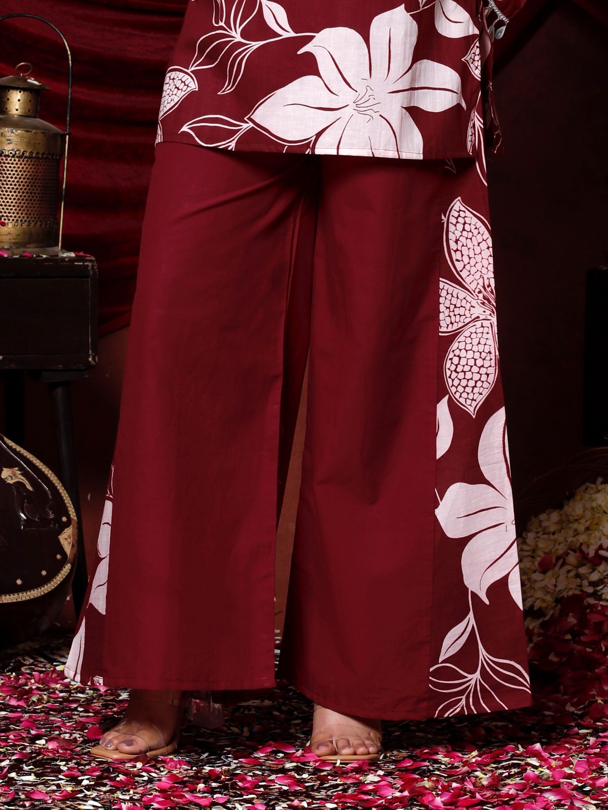 💕💕Adorn Yourself in Festive Elegance with this Stunning Maroon Floral Coord Set🌸🌸(RRRD37)