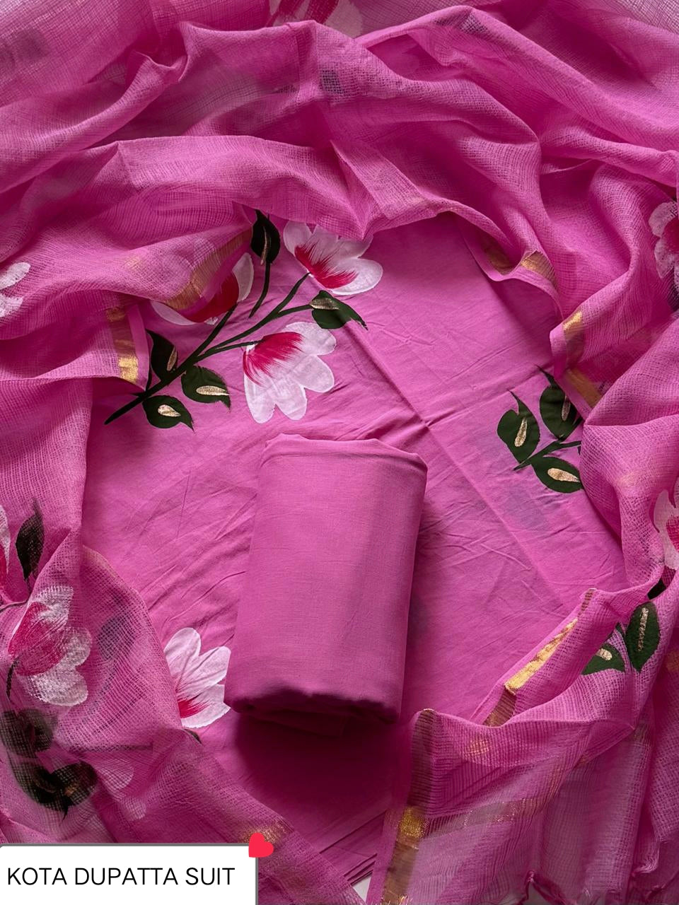 Premium Hand Block Print Cotton Suit Set with Kota Doria Dupatta WAKOTMU36
