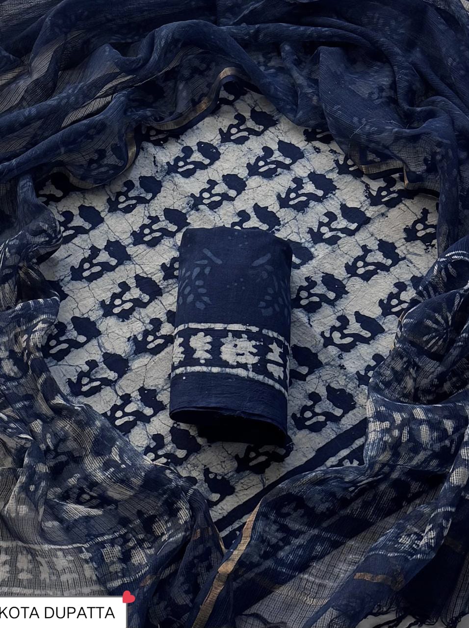 Suits Wala Hand Block Print Cotton Suit Set with Kota Doria Dupatta (WAKOTMU18)