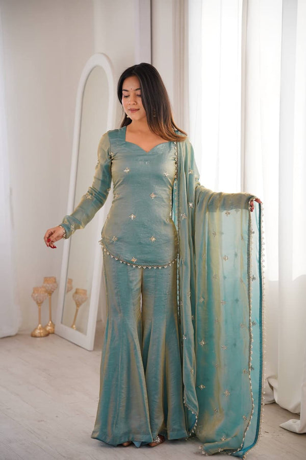 Royal Elegance Embellished Sharara Set (RRRD47)