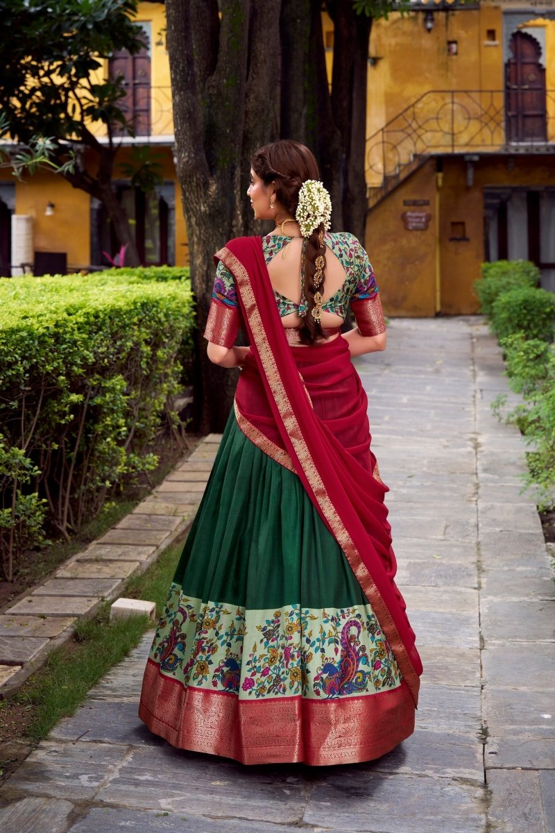 AASTHA SILK PRINTED ZARI WEAVING LEHENGA CHOLI WITH DUPATTA (WDN103) - suitswala