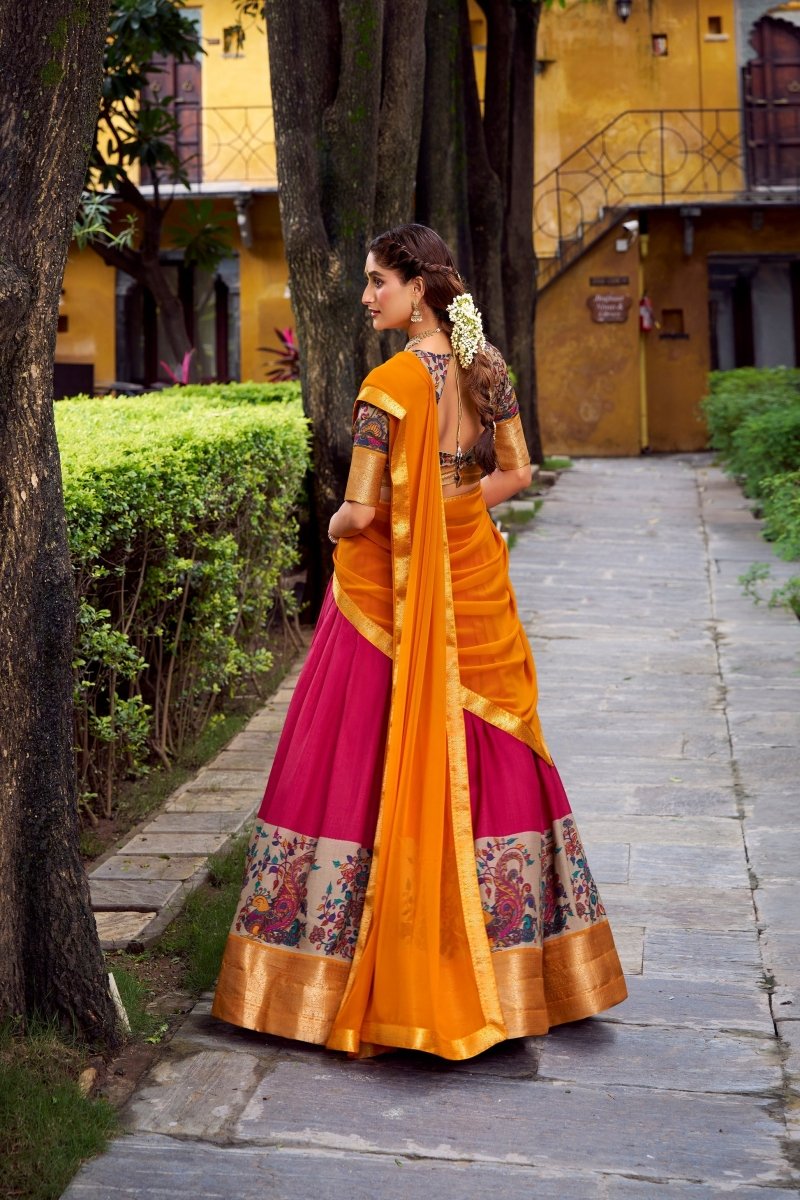 AASTHA SILK PRINTED ZARI WEAVING LEHENGA CHOLI WITH DUPATTA (WDN103)02 - suitswala