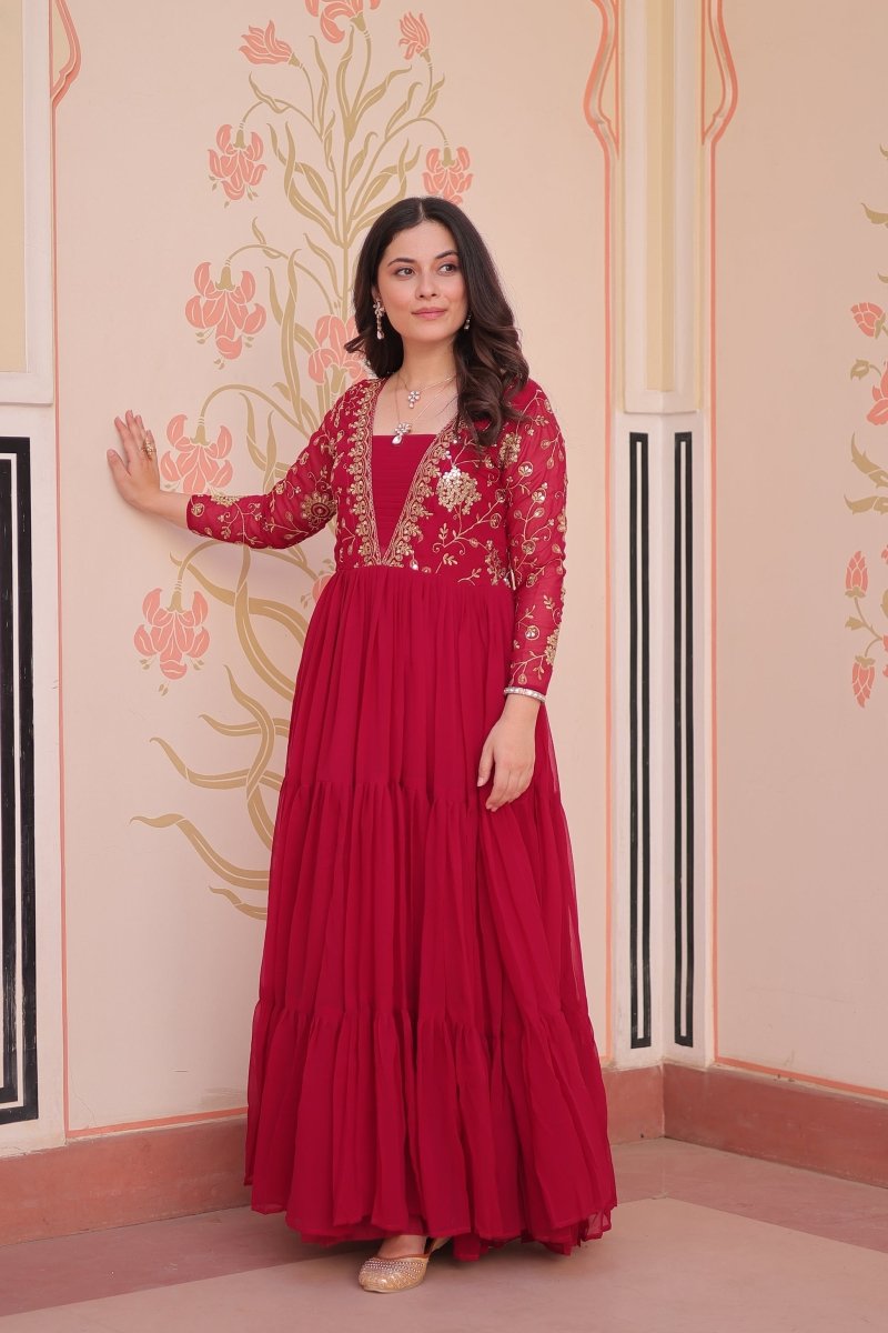 FESTIVAL SPECIAL SEQUINS AND ZARI EMBROIDERED GOWN (WDN52) - suitswala