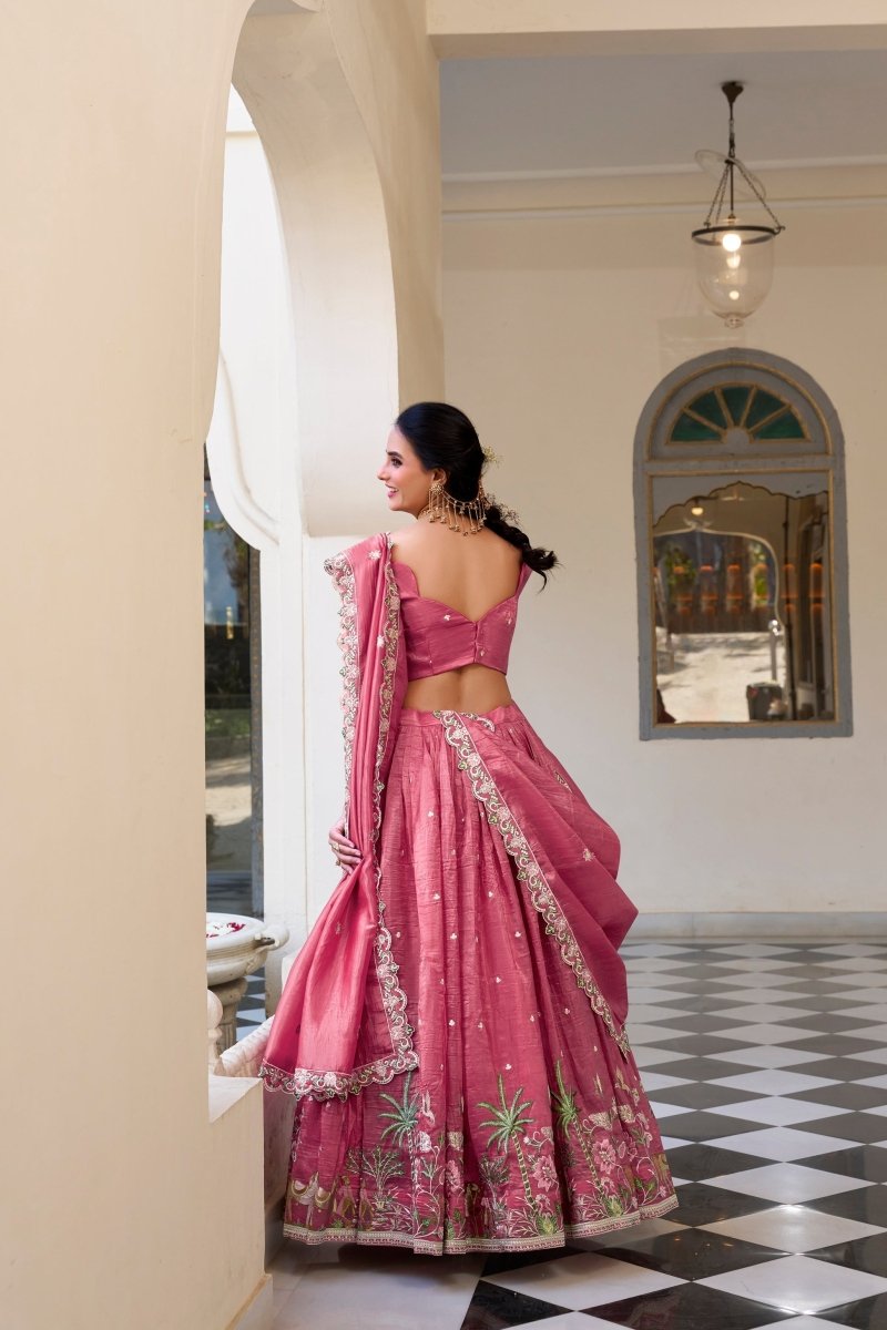 GOLD CRUSH EMBROIDERED LEHENGA CHOLI WITH DUPATTA (WDN80) 02 - suitswala