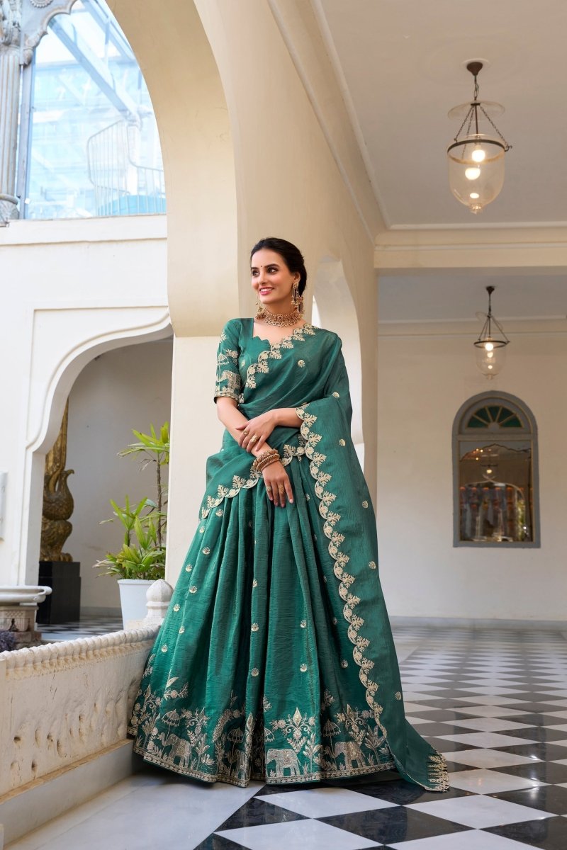 GOLD CRUSH EMBROIDERED LEHENGA CHOLI WITH DUPATTA (WDN80) 03 - suitswala